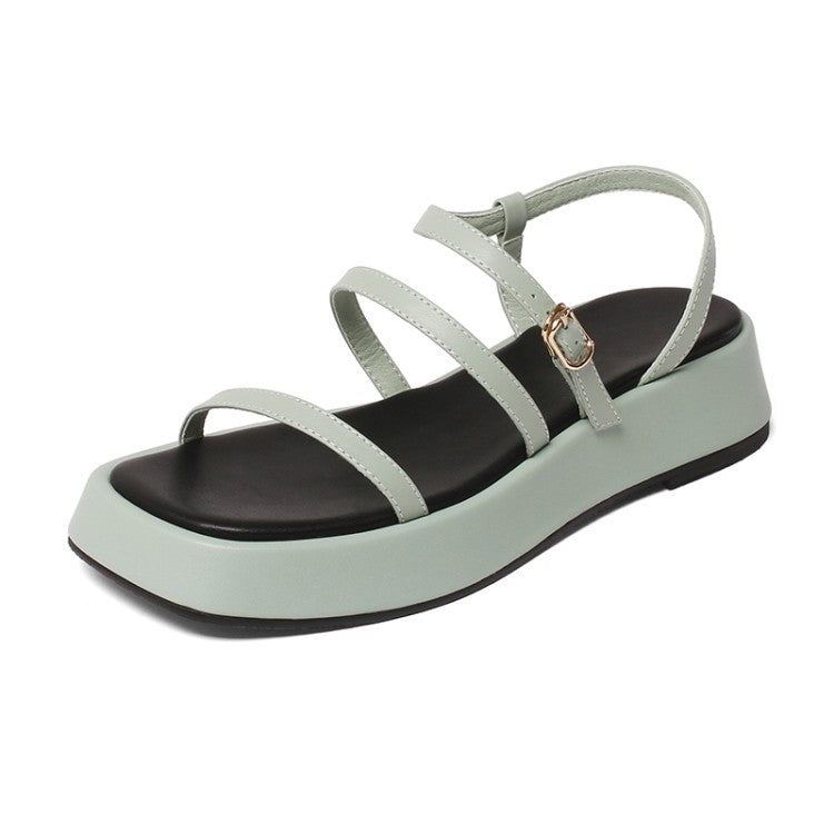 Summer Women's Soft Sole Casual Leather Platform Sports Sandals