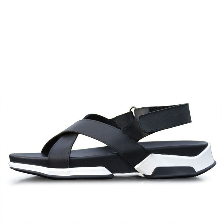 Casual Men's Sandals Genuine Leather Elevator Beach