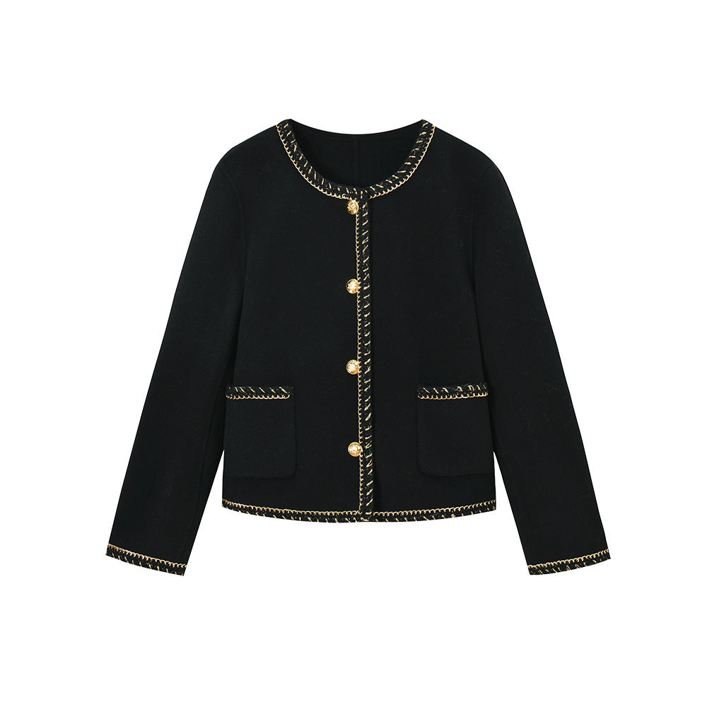 Heavy Industry Woven Chain Classic Style Double-faced Woolen Goods Coat