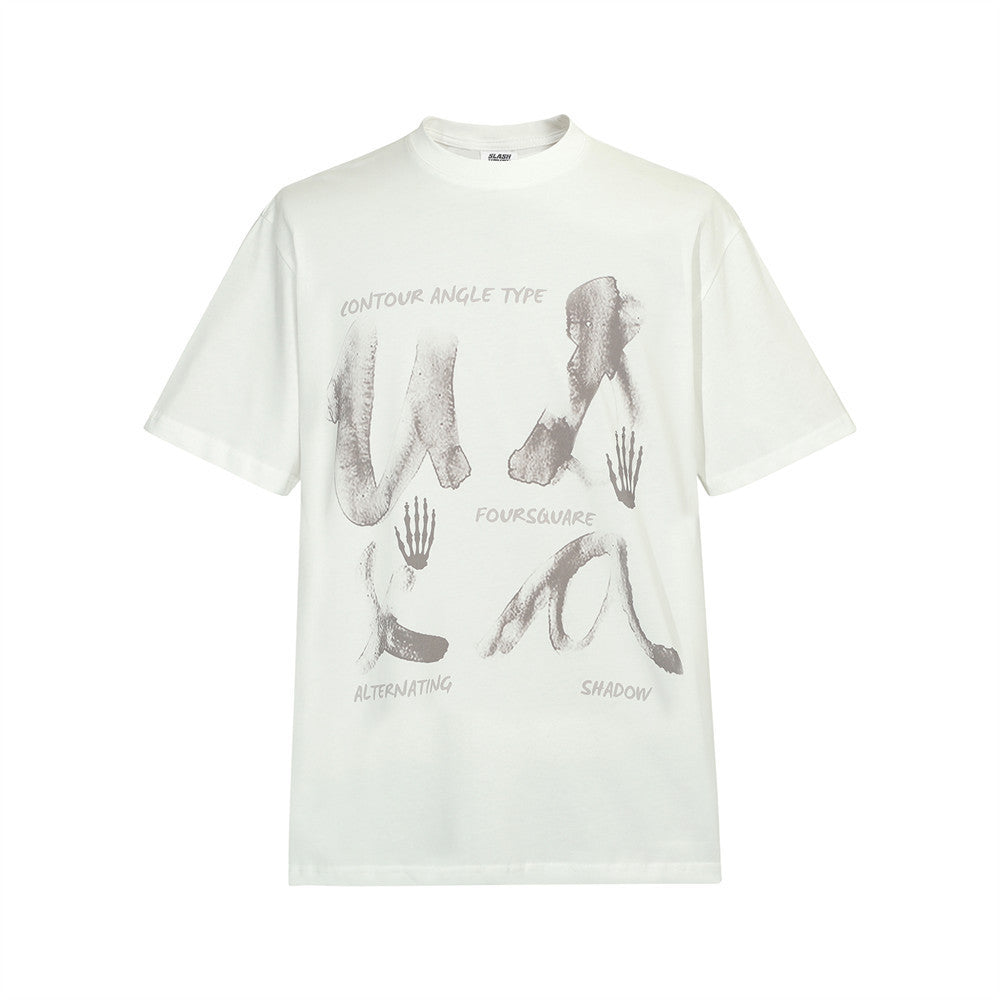 Fashion Hand Print Short Sleeve T-shirt Men