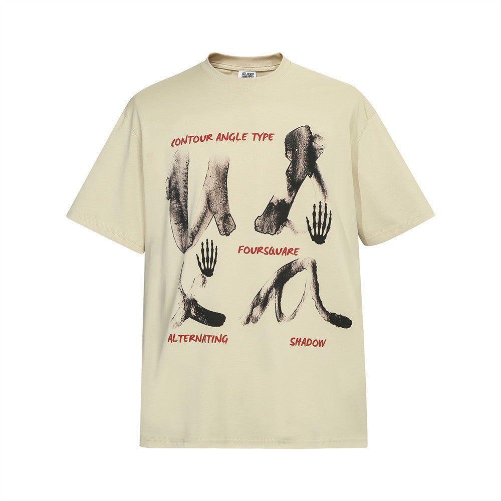 Fashion Hand Print Short Sleeve T-shirt Men