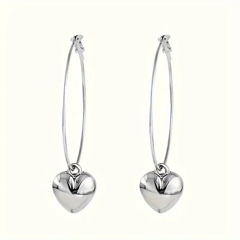 Fashion Heart-Shaped Pendant Hollow Earrings