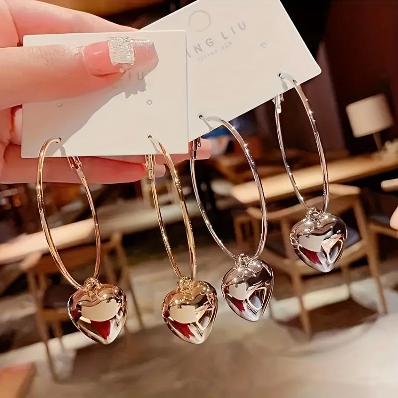 Fashion Heart-Shaped Pendant Hollow Earrings