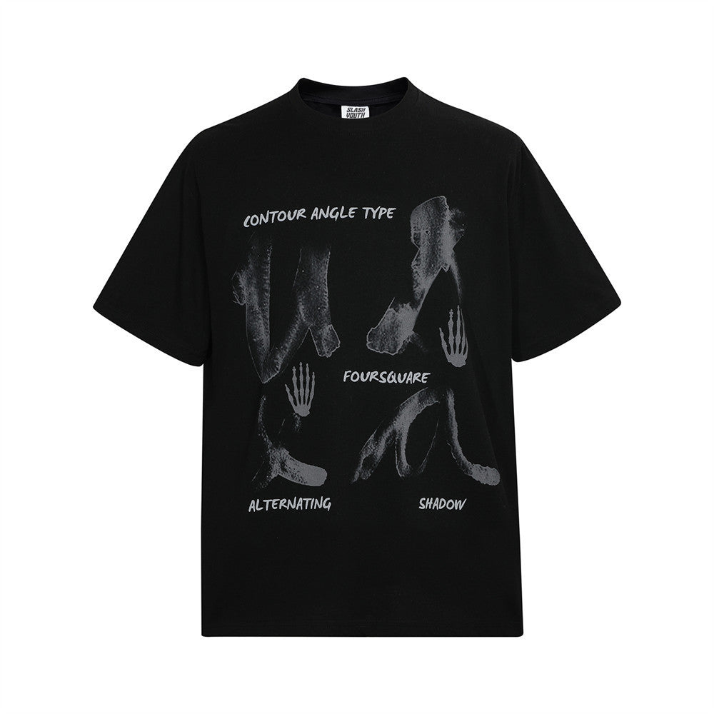 Fashion Hand Print Short Sleeve T-shirt Men