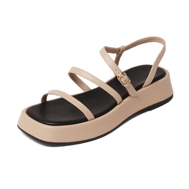 Summer Women's Soft Sole Casual Leather Platform Sports Sandals