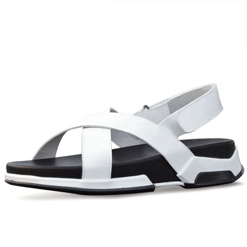 Casual Men's Sandals Genuine Leather Elevator Beach