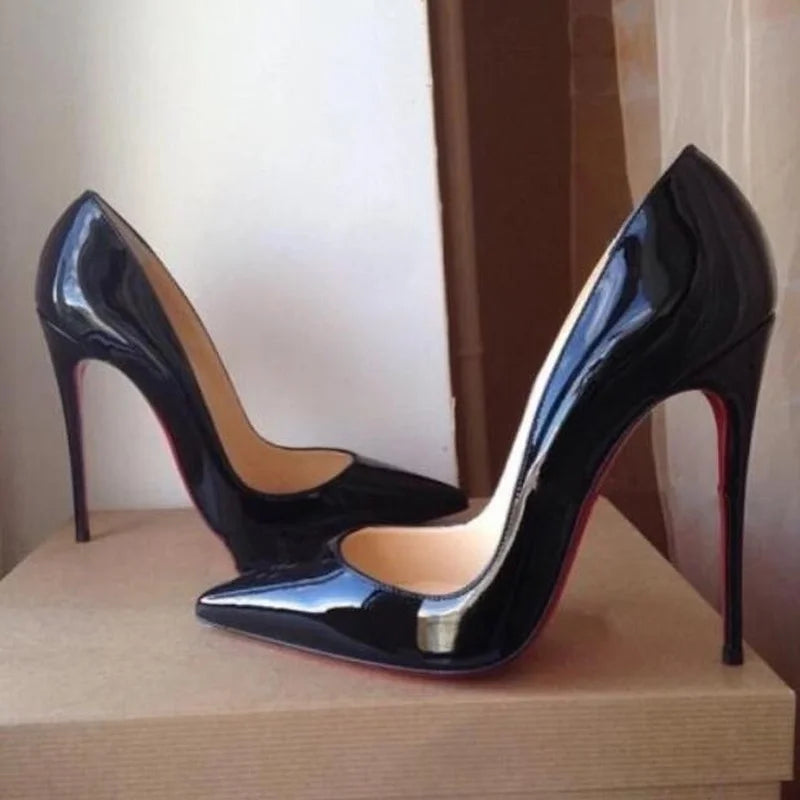 Women Toe Black Thin High Heel Shoes