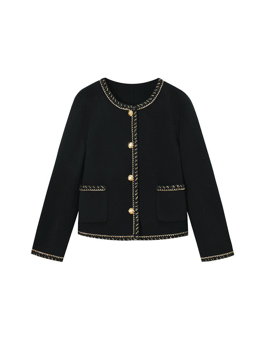 Heavy Industry Woven Chain Classic Style Double-faced Woolen Goods Coat