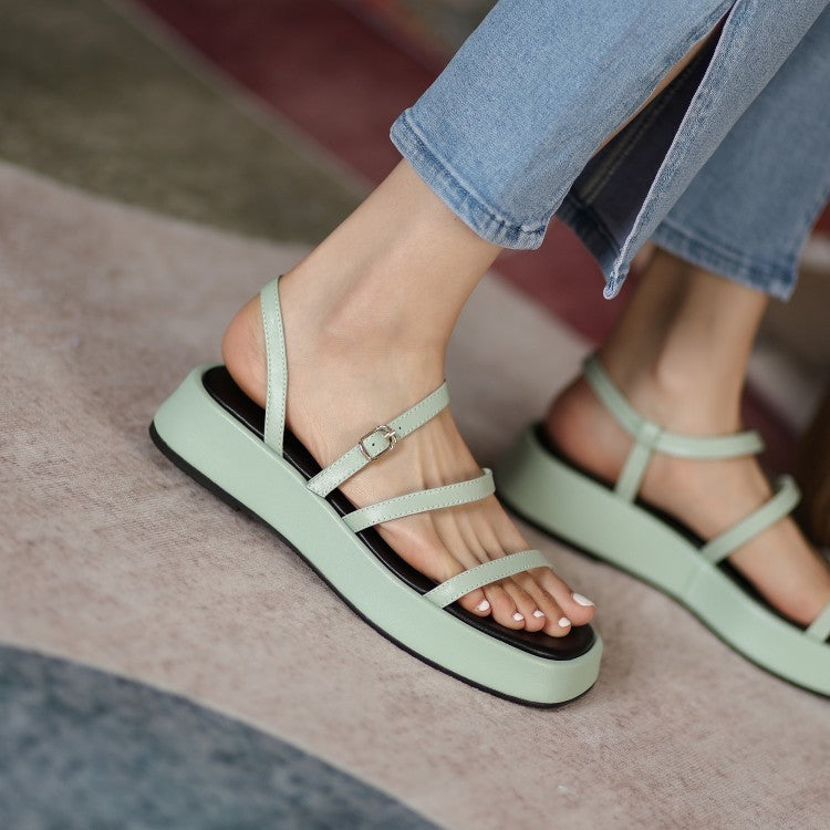 Summer Women's Soft Sole Casual Leather Platform Sports Sandals