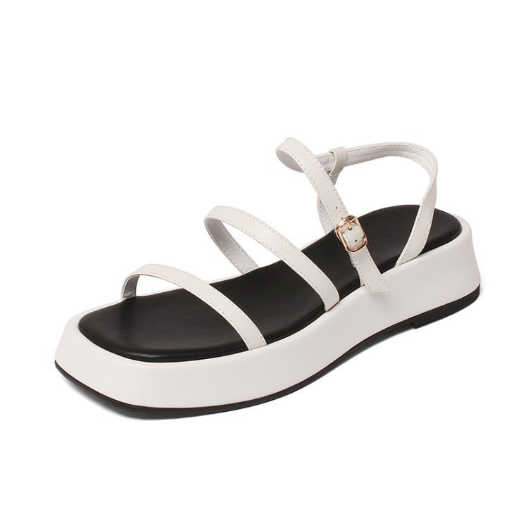 Summer Women's Soft Sole Casual Leather Platform Sports Sandals